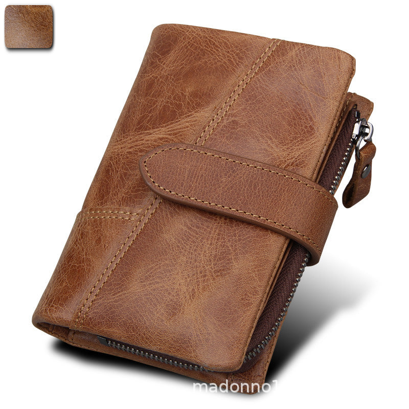 Leather For Man Retro Short Cowhide Men's Wallets