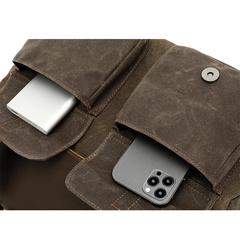Men's Retro Crazy Horse Leather Oil Wax Men's Handbags
