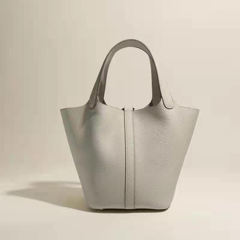 Women's Leather Vegetable Basket Layer Cowhide Large Handbags