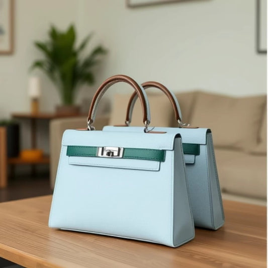 Women's Genuine Leather Color Matching Palm Print Crossbody Bags