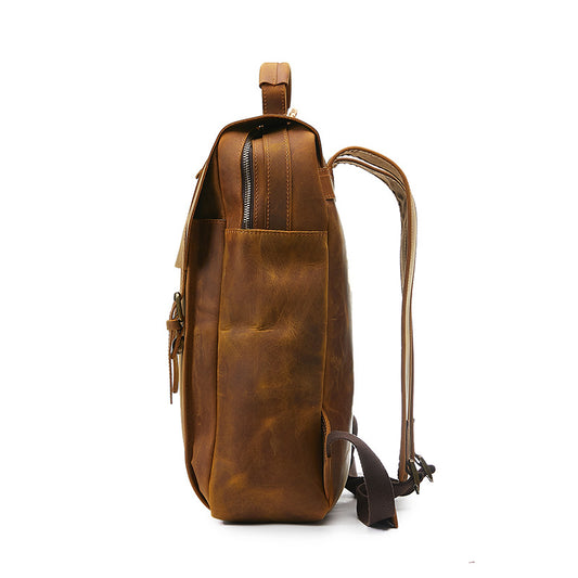 Men's Leather First Layer Cowhide Business Computer Backpacks