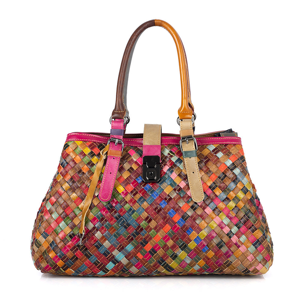 Comfortable Women's Leather Cowhide Colorful Retro Handbags