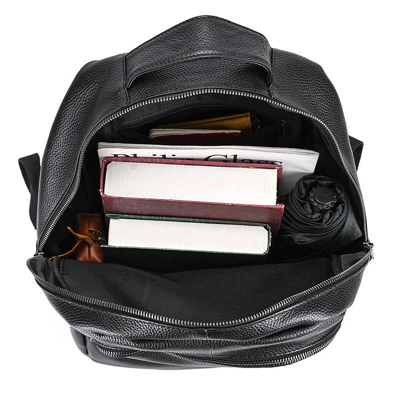 Classic Men's Simple Fashion Leather Cowhide Backpacks