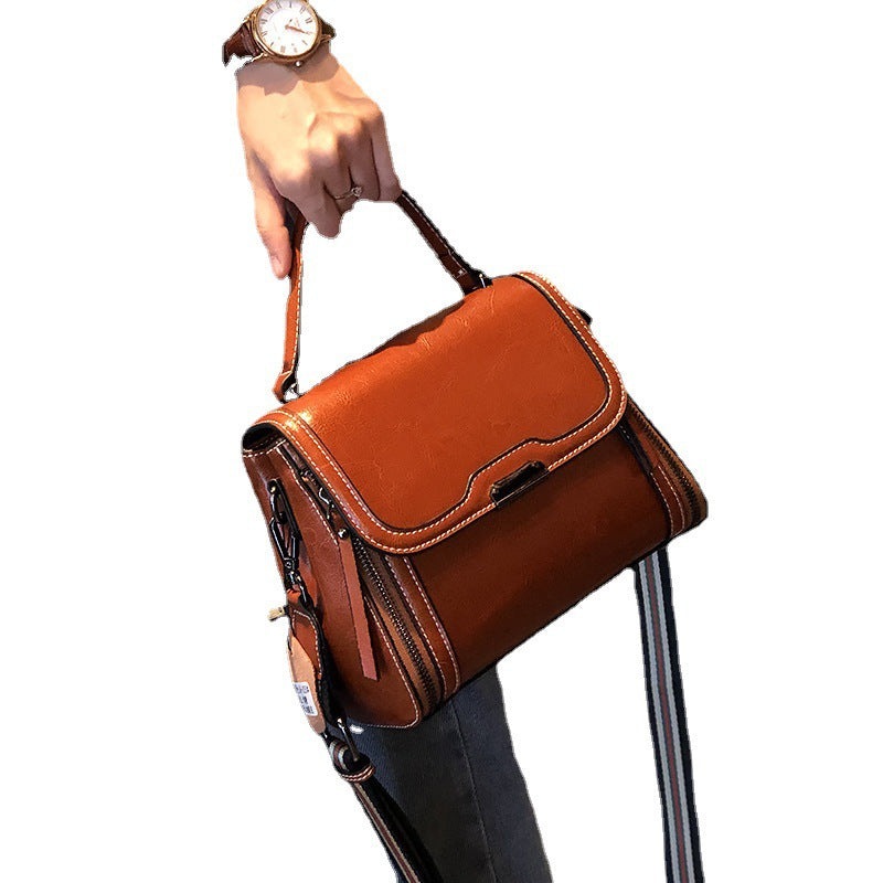 Women's Oil Wax Cowhide Versatile Retro High-grade Crossbody Bags