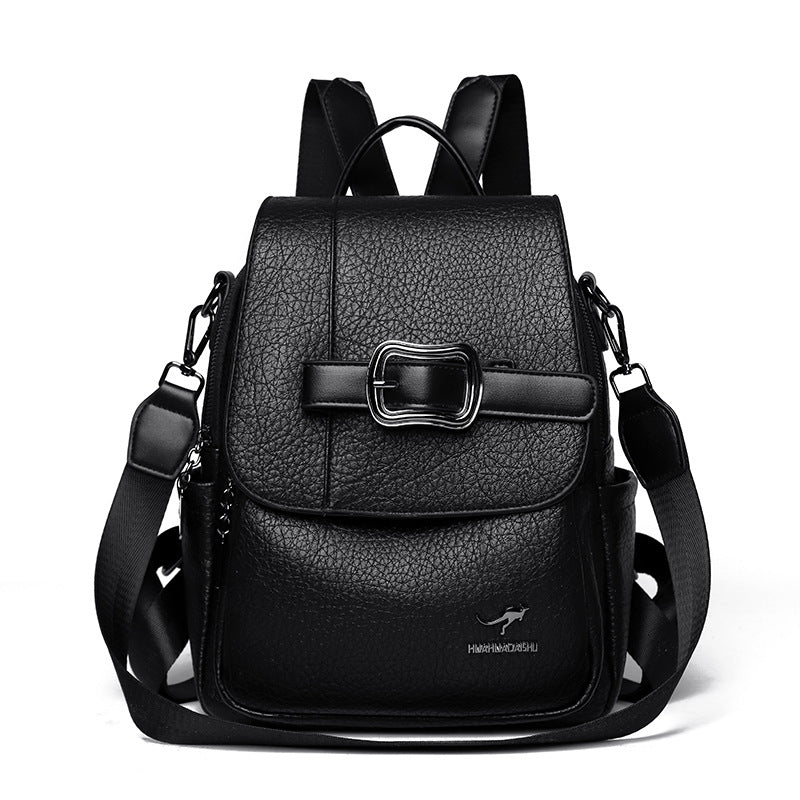 Women's Fashionable Large Capacity Leather Commuter Backpacks