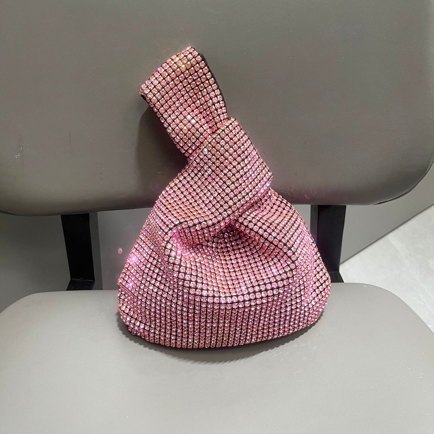 Women's Shiny Rhinestone Handmade Hand Holding Dinner Handbags