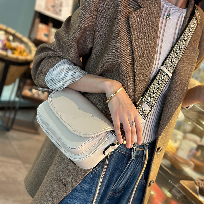 Women's Matching Cowhide Female Advanced Texture Niche Crossbody Bags