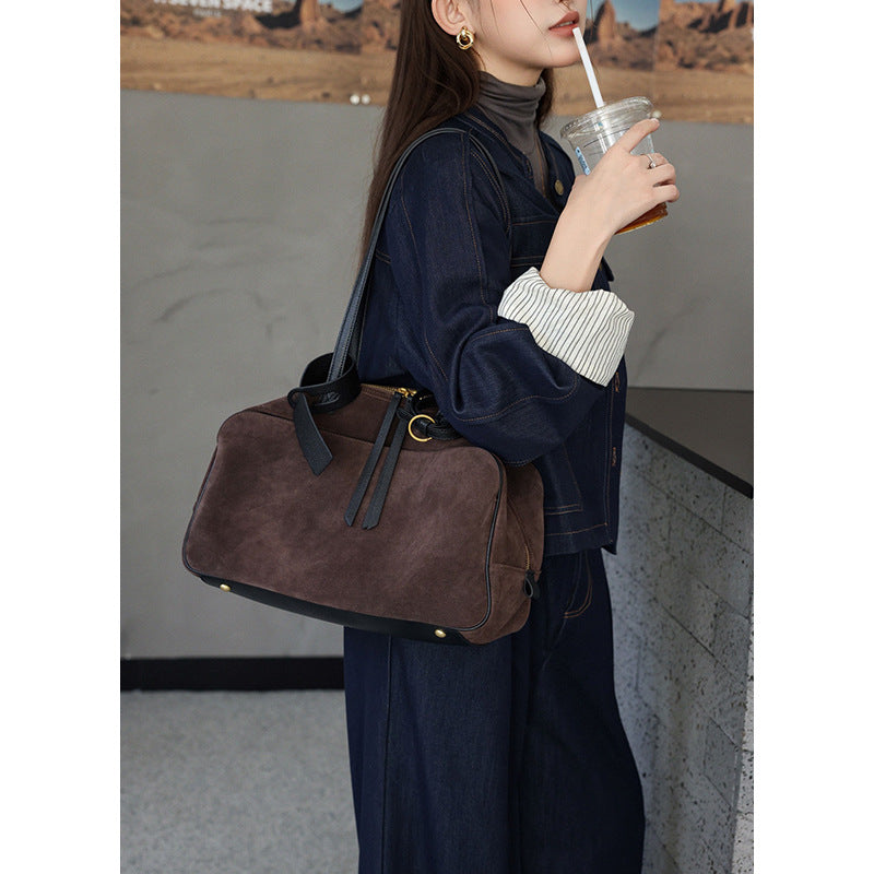 Women's Commuter Large Capacity Boston Genuine Leather Shoulder Bags