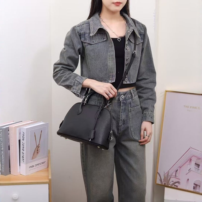 Women's Large Capacity Hand-held Top Layer Leather Bags