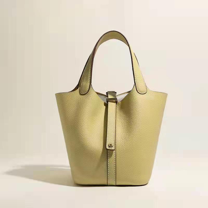 Women's Leather Vegetable Basket Layer Cowhide Large Handbags