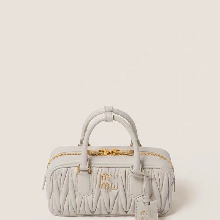 Women's Pleated Bowling Boston Portable Rhombus Bags