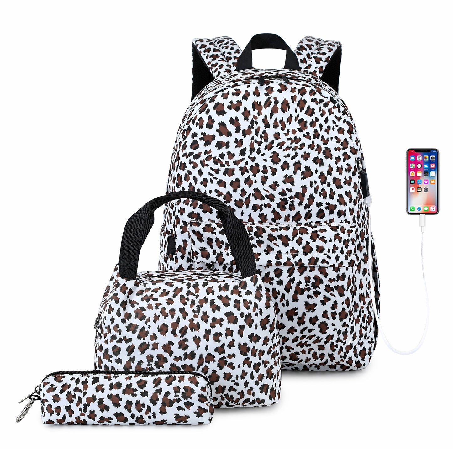 Slouchy Trendy Three-piece Canvas Printed Female Backpacks