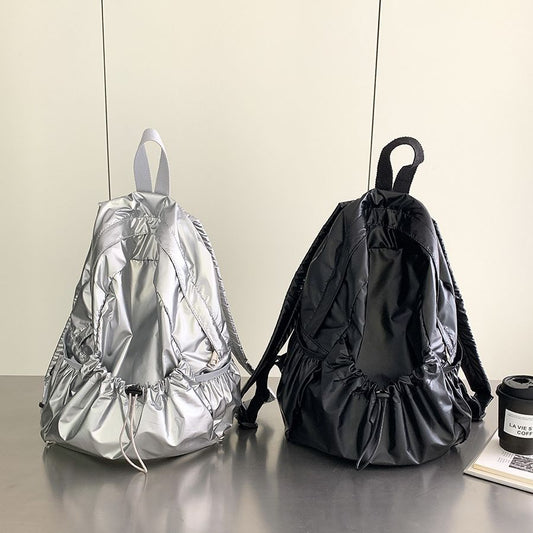 Women's Drawstring Ruffle Sier Style Lightweight Large Backpacks