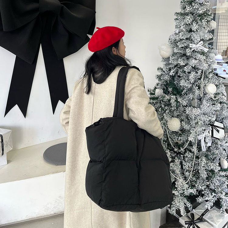 Versatile Large Capacity Down Tuck Cotton Shoulder Bags