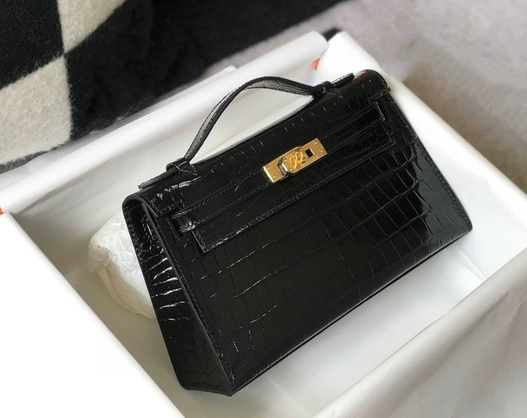 Women's Crocodile Pattern Mini Generation Kelly Genuine Crossbody Bags