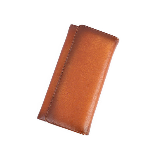 Women's Retro First Layer Cowhide Simple Solid Ladies Wallets