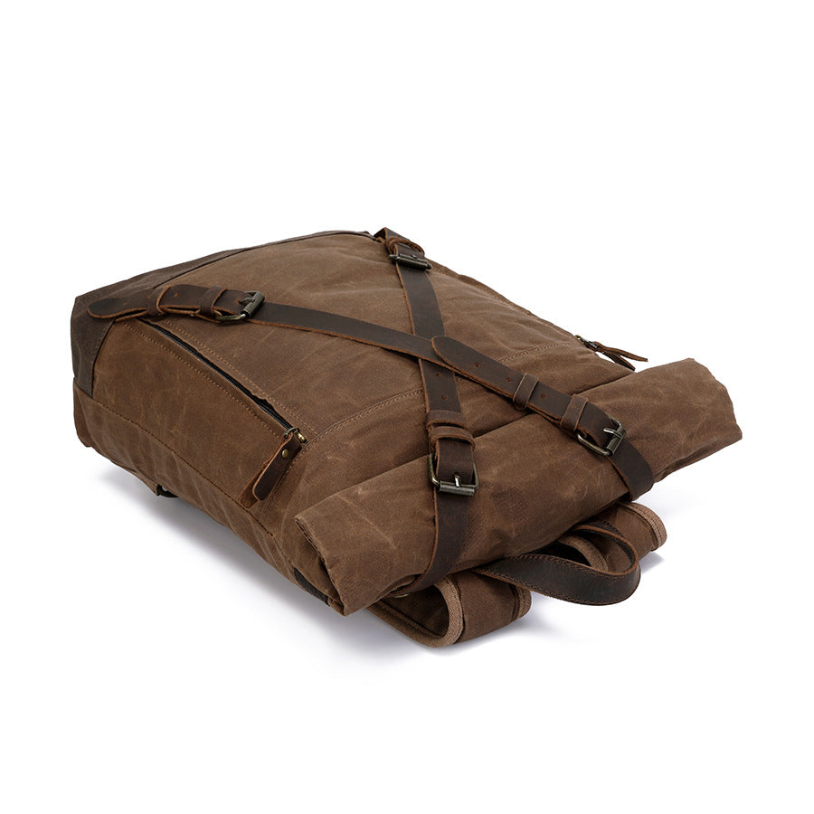 Men's Retro Waterproof Oil Wax Canvas Crazy Backpacks