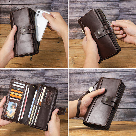 Black Angel Fashion Leather For Man With Wrist Men's Wallets