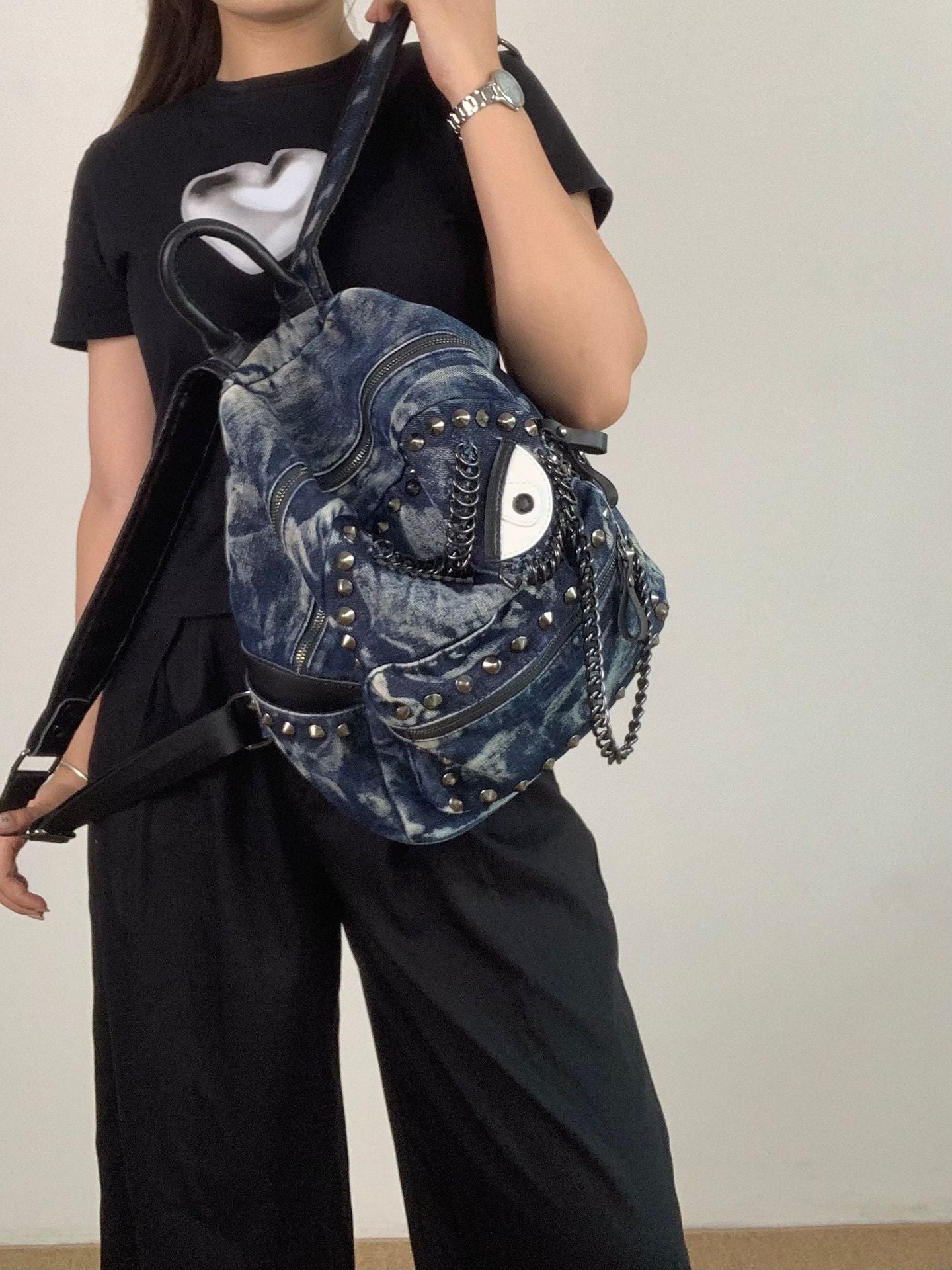 Women's Eye Rivet Chain Versatile Personalized Trendy Backpacks