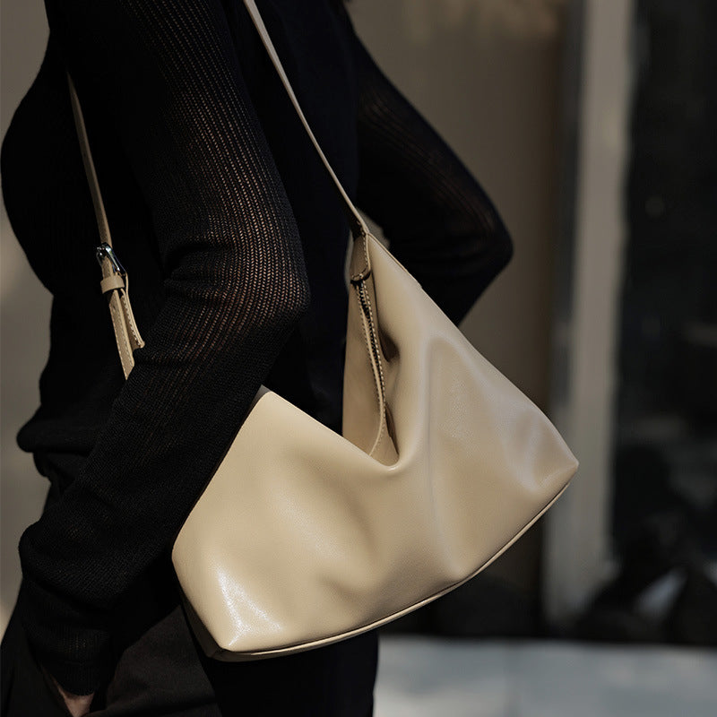 Women's Genuine Leather Cowhide Retro Commuter Underarm Shoulder Bags