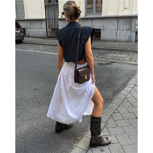 Layer Cowhide Lady Temperament Black Classic Crossbody Bags