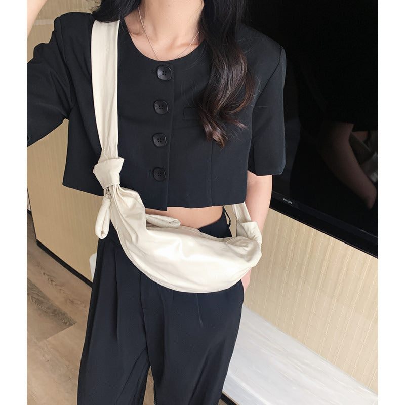 Layer Cowhide Croissant Niche Genuine Leather Crossbody Bags