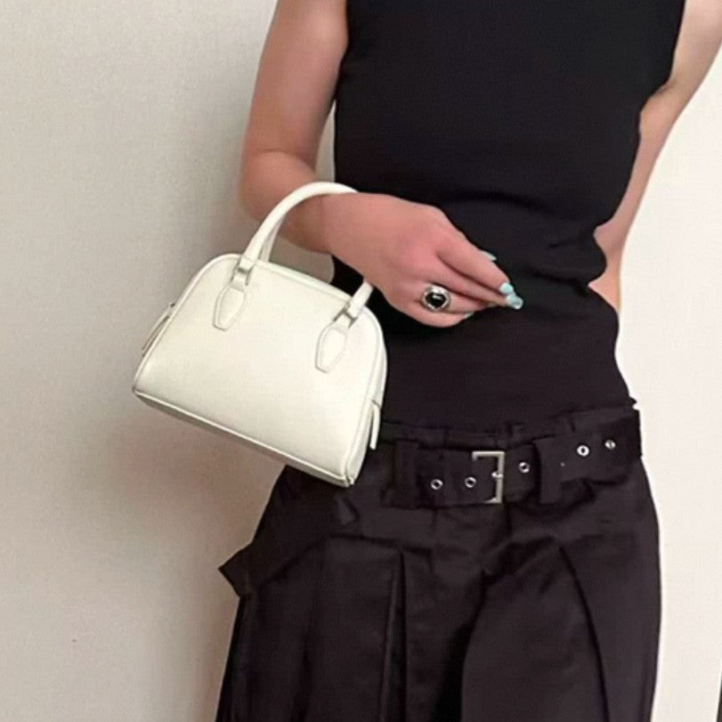 Women's Genuine Leather Boston Bowling High-grade Niche Handbags