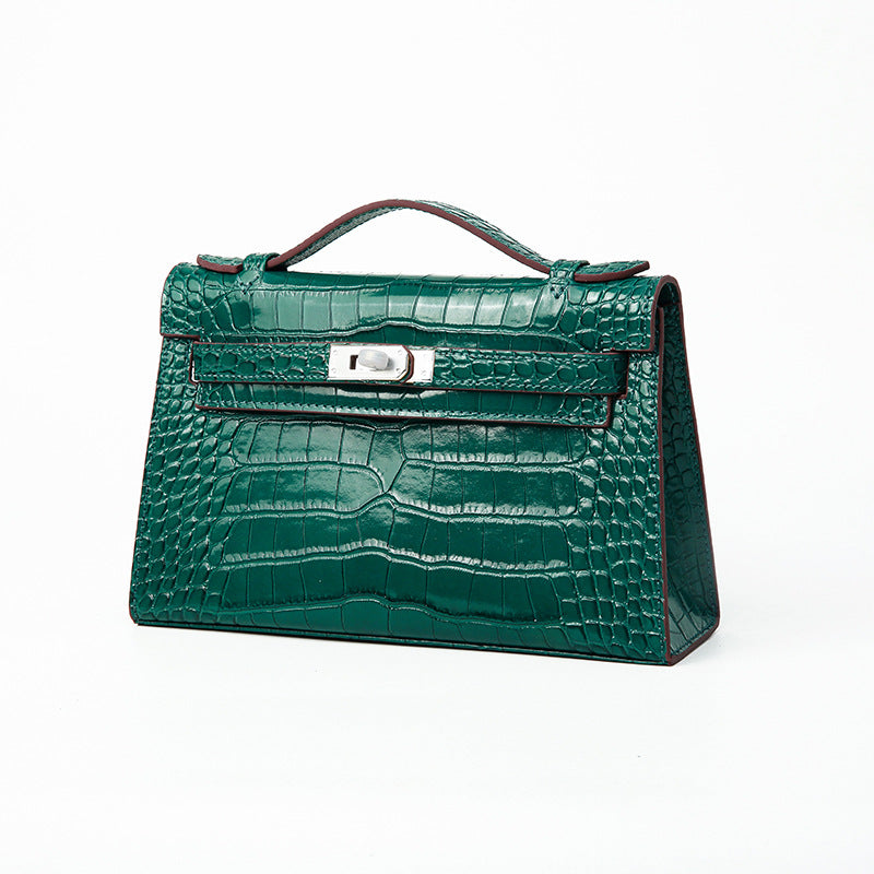 Women's Holding Dinner Crocodile Pattern Chain Genuine Leather Crossbody Bags