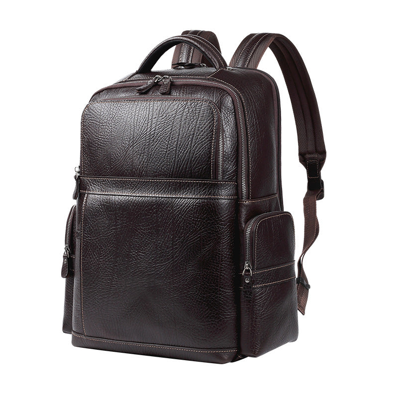 Men's Leather High-grade First Layer Cowhide Large Backpacks