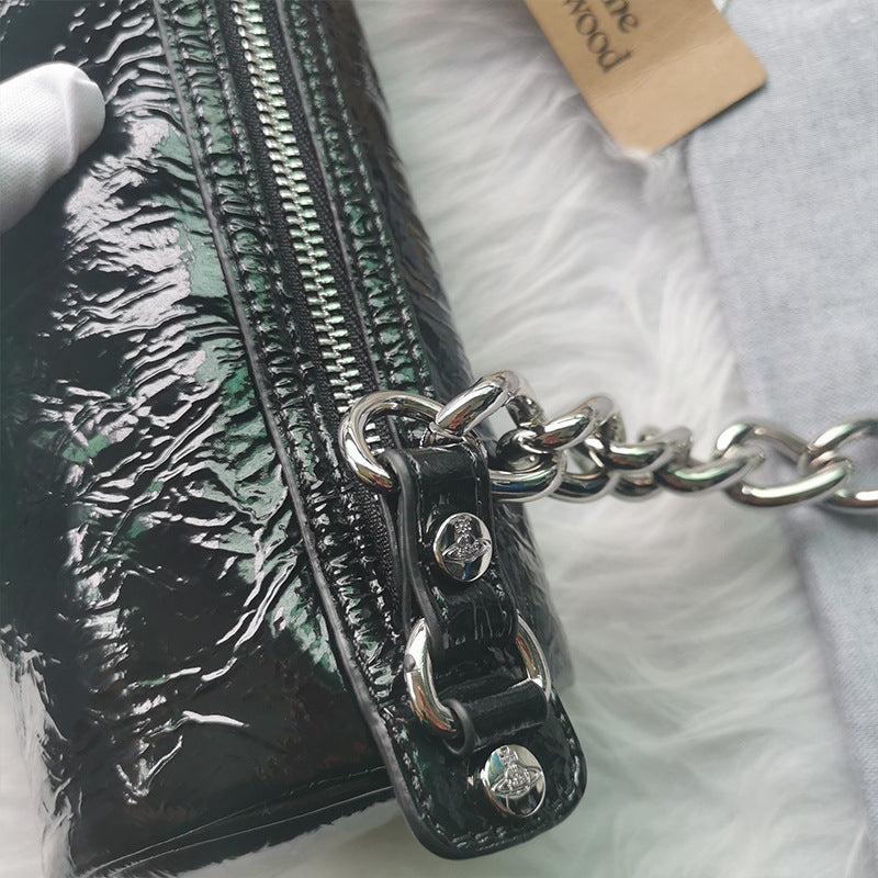 Elegant Thick Chain Black Sier One Crossbody Bags