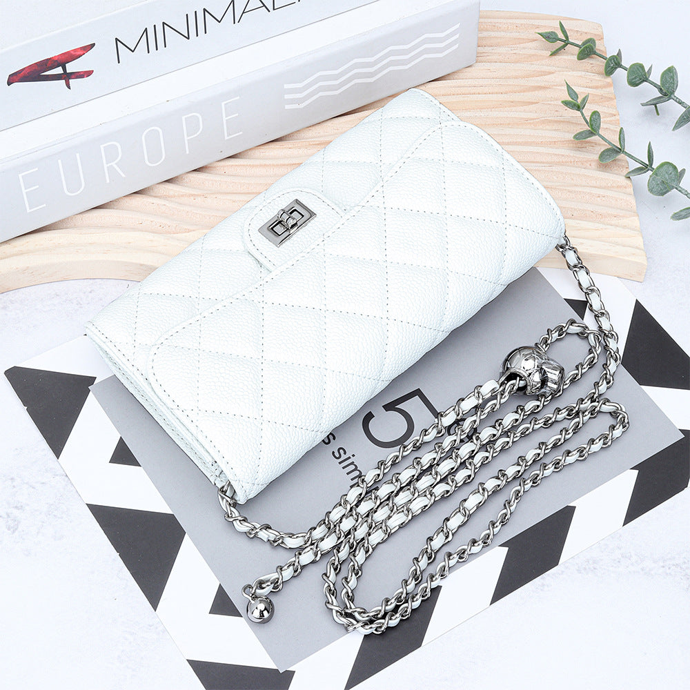 Women's High-grade Cowhide Caviar Pattern Chain Stylish Versatile Bags
