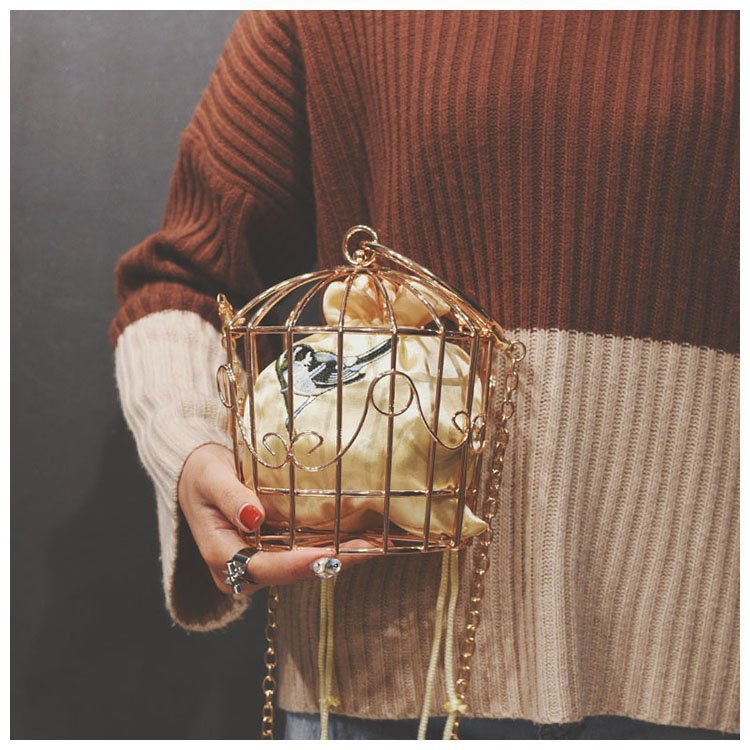 Women's Retro Concave Shape Fashion Bird Cage Crossbody Bags