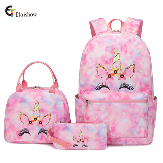 Three-piece Female Cartoon Printing Primary Secondary Backpacks