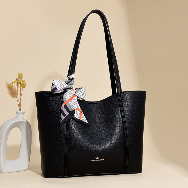 Women's Silk Scarf Retro Solid Color Large Capacity Handbags