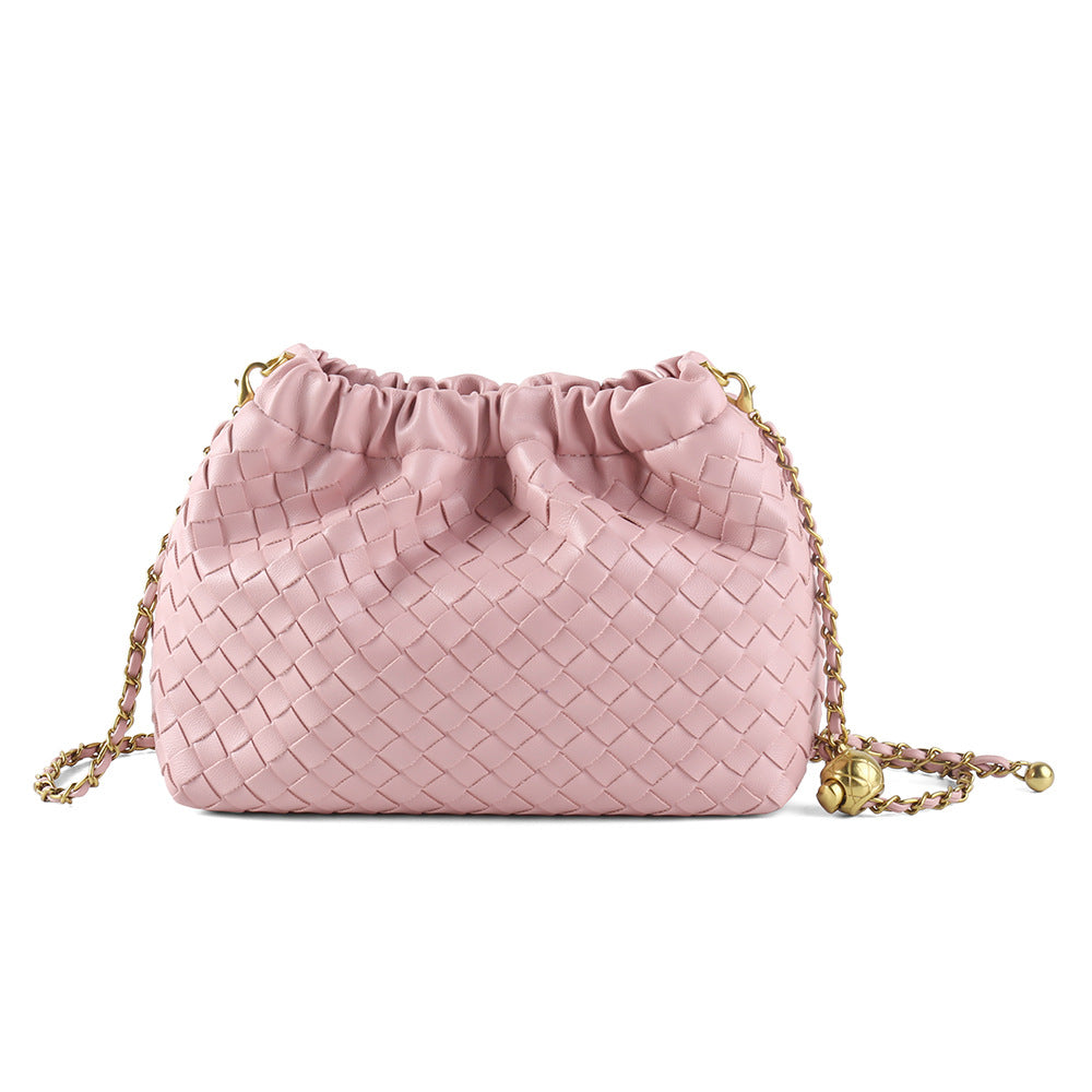 Simple Design Texture Woven Exquisite Chain Golden Bags