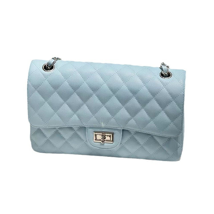 Women's Style Chain Cowhide Caviar Rhombus Underarm Crossbody Bags