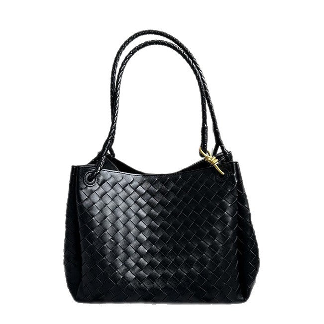 Women's Layer Cowhide Woven Parachute Genuine Leather Large Capacity Shoulder Bags
