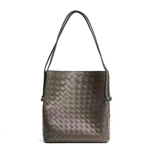 Women's Sheepskin Combination Commute Stylish Textured Woven Shoulder Bags