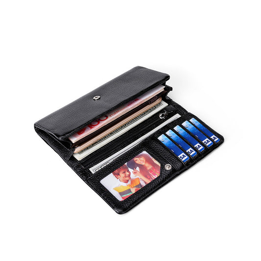 Women's Cowhide Real Leather Long Large Capacity Ladies Wallets