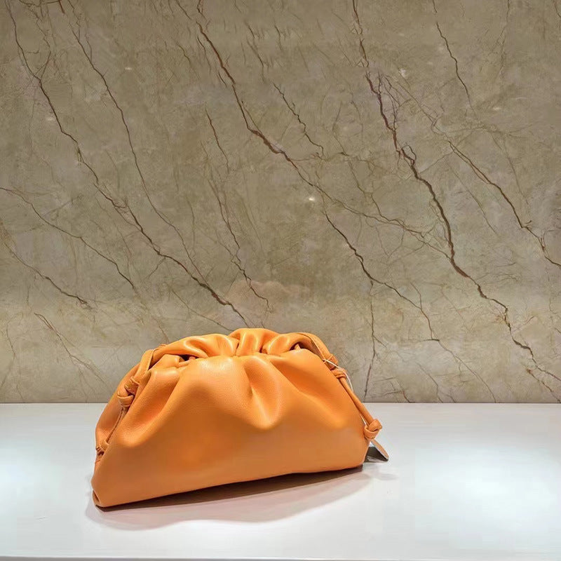 Women's Cow Leather Cloud Pleated Clutch Soft Crossbody Bags