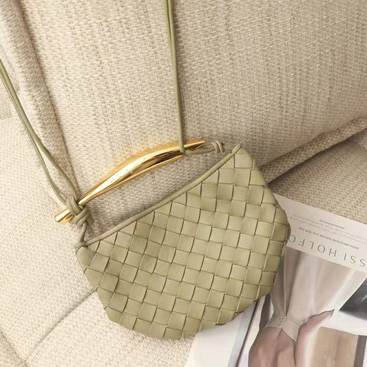 Mini Sardine Woven Cowhide Metal Portable Crossbody Bags
