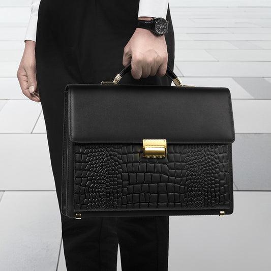 Men's Business Commute Password Computer Cowhide Men's Handbags