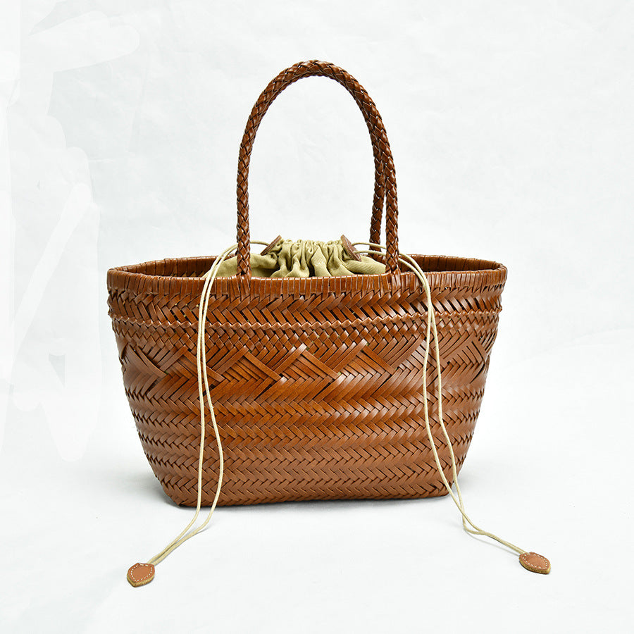 Women's French Woven Vegetable Basket Genuine Handbags