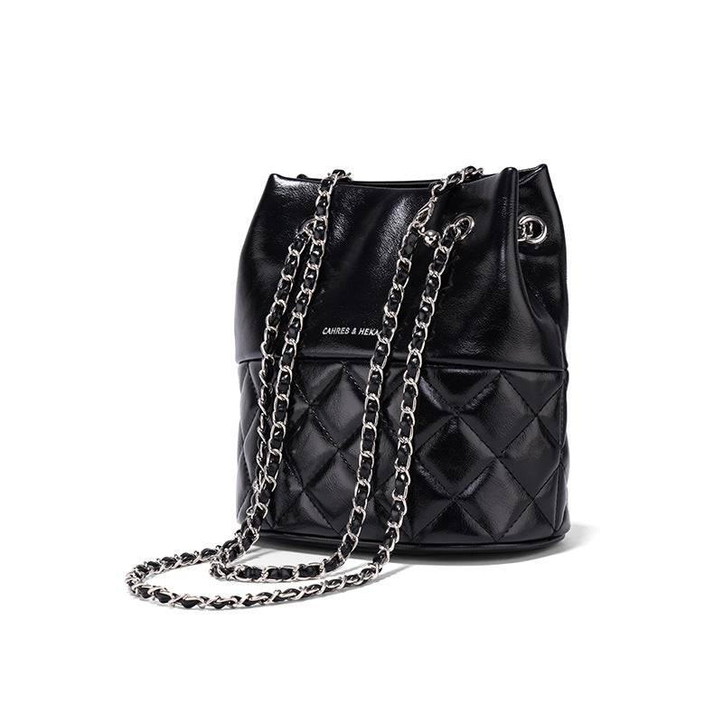 Women's Niche Rhombus Chain Pure Color Design Crossbody Bags