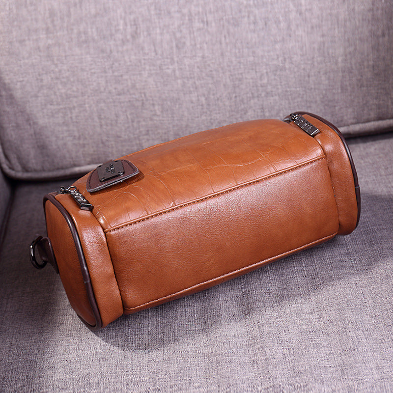 Women's Retro Motorcycle Style Portable Pillow Round Handbags