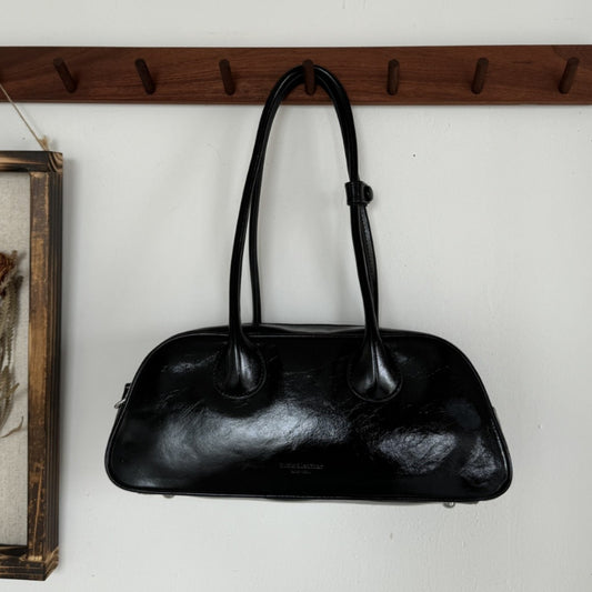 Cowhide Underarm Simple Double Strap French Shoulder Bags