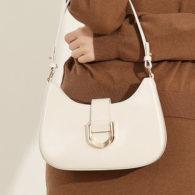 Women's Fashion Commuter Cowhide Baguette Underarm Versatile Crossbody Bags