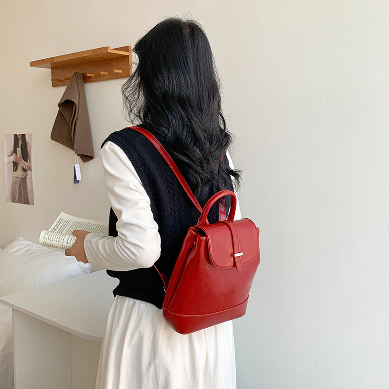 Simple Large Capacity Solid Color Retro Style Backpacks