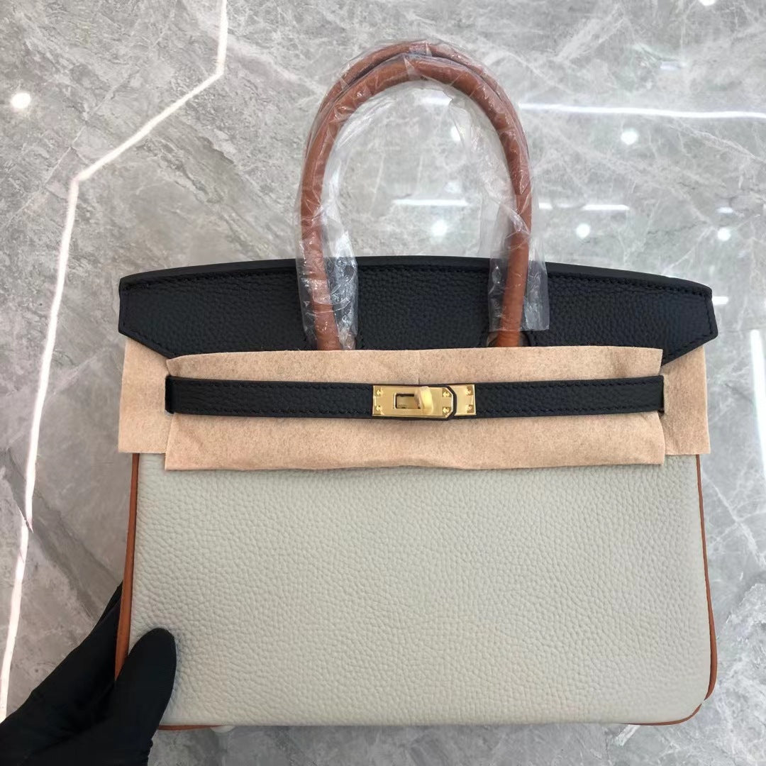 Matching Fashion Top Layer Litchi Grain Cowhide Shoulder Bags