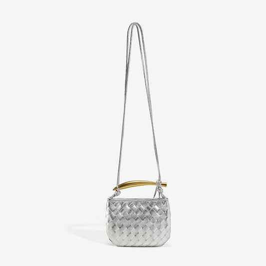 Spring Sier Sardine Soft Leather Woven Crossbody Bags